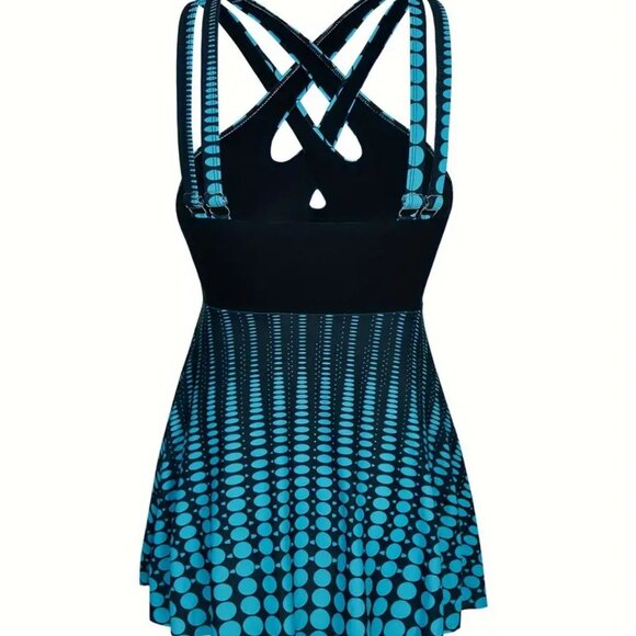 Women Plus Size Two-Piece Tankini Halter Neck Slimming Tummy Summer Swimsuit 18W - Picture 6 of 11